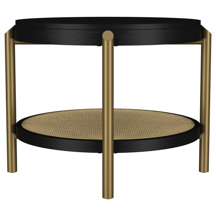Arini - Round End Side Table With Storage Shelf - Black End Table modern furniture Contempo Furniture
