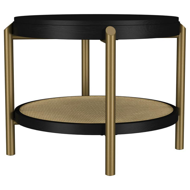 Arini - Round End Side Table With Storage Shelf - Black End Table modern furniture Contempo Furniture