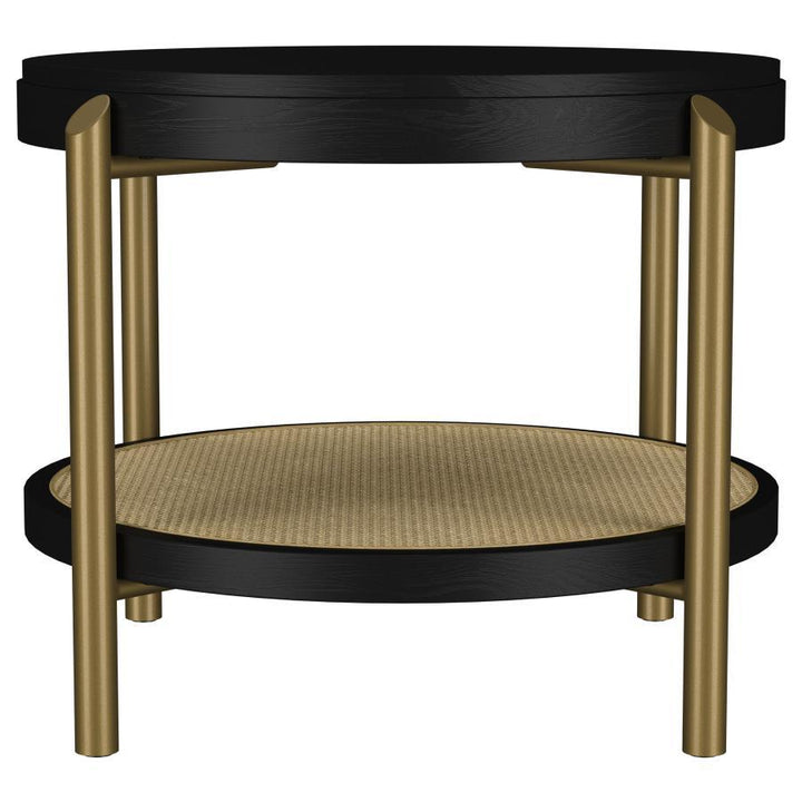 Arini - Round End Side Table With Storage Shelf - Black End Table modern furniture Contempo Furniture
