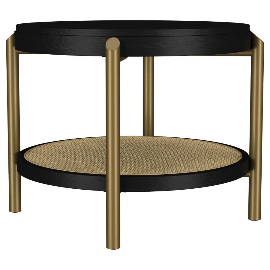 Arini - Round End Side Table With Storage Shelf - Black End Table modern furniture Contempo Furniture