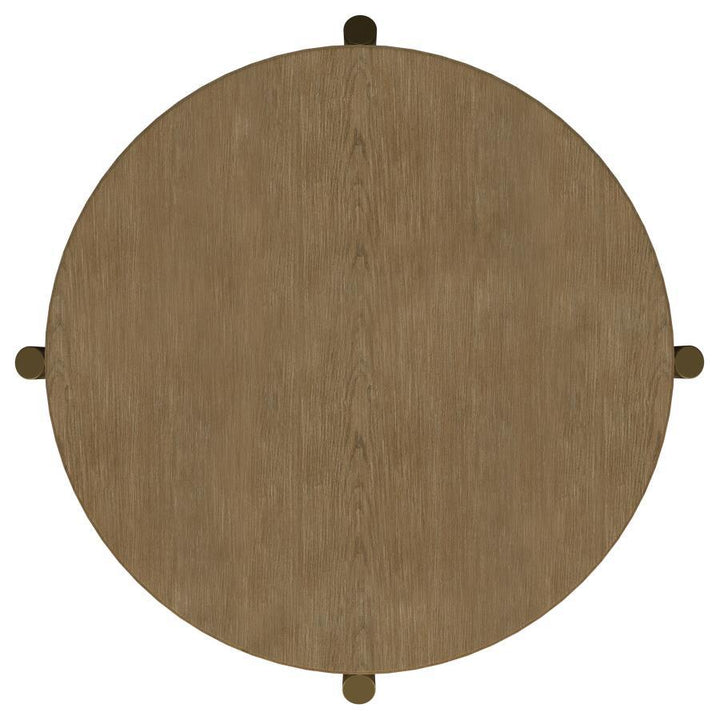 Arini - Round End Side Table With Storage Shelf - Sand Wash End Table modern furniture Contempo Furniture