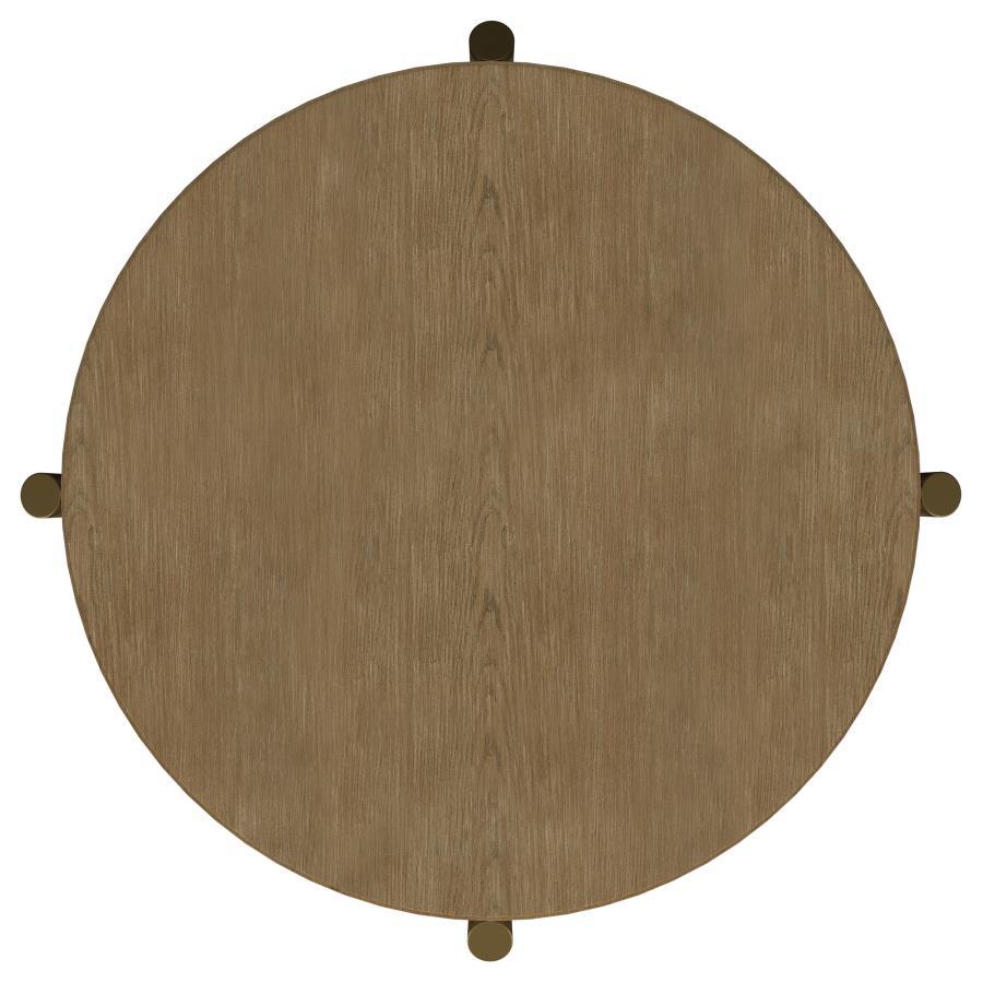 Arini - Round End Side Table With Storage Shelf - Sand Wash End Table modern furniture Contempo Furniture