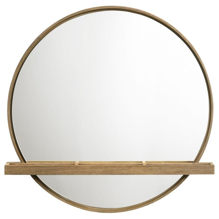 Arini - Round Vanity Wall Mirror With Shelf - Sand Wash Vanity Mirror modern furniture Contempo Furniture