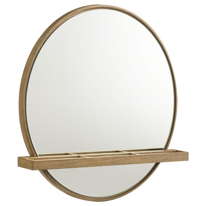 Arini - Round Vanity Wall Mirror With Shelf - Sand Wash Vanity Mirror modern furniture Contempo Furniture