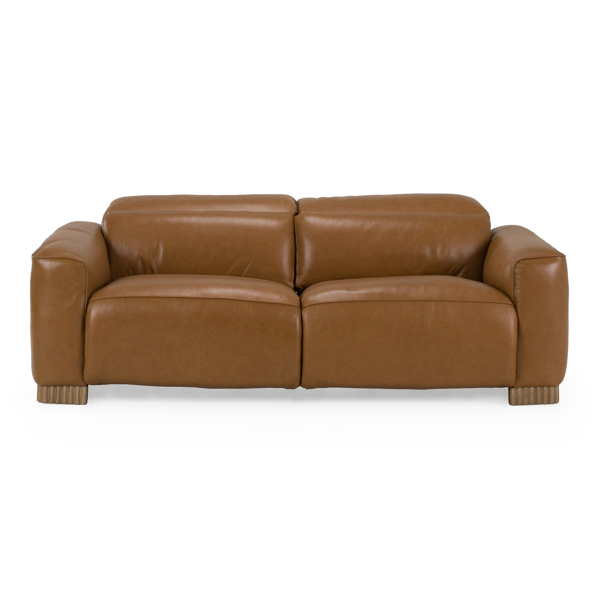 Aris - Modern Brown Leather Sofa with 2 Power Recliners & Headrests