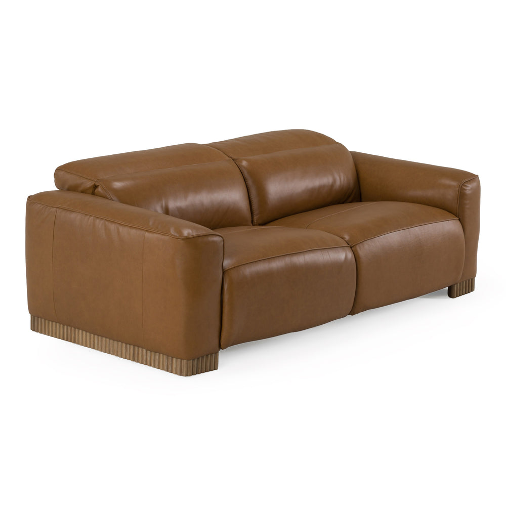 Aris - Modern Brown Leather Sofa with 2 Power Recliners & Headrests