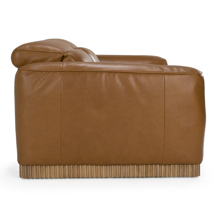Aris - Modern Brown Leather Sofa with 2 Power Recliners &amp; Headrests