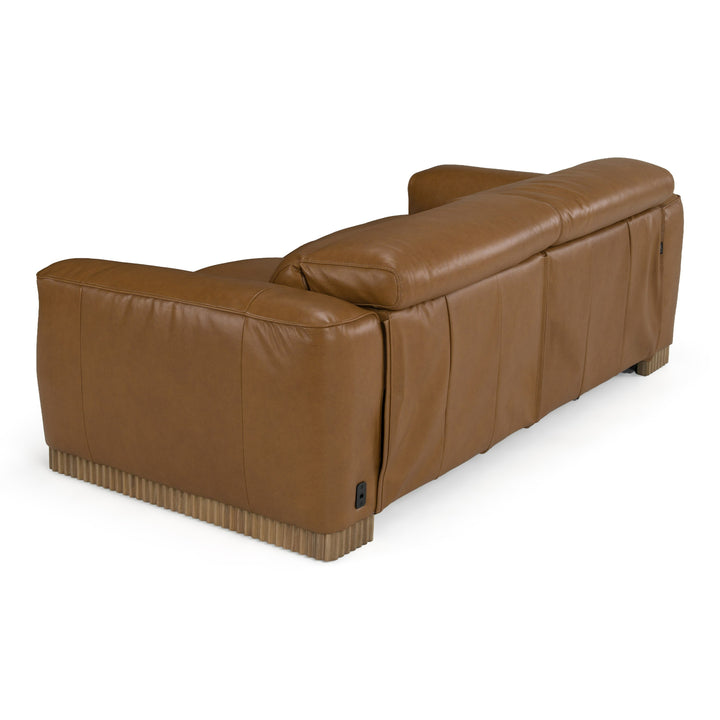 Aris - Modern Brown Leather Sofa with 2 Power Recliners &amp; Headrests