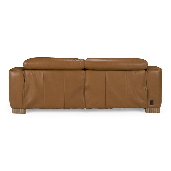 Aris - Modern Brown Leather Sofa with 2 Power Recliners &amp; Headrests