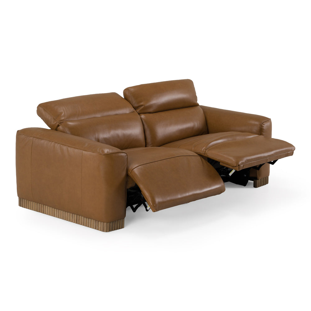 Aris - Modern Brown Leather Sofa with 2 Power Recliners & Headrests