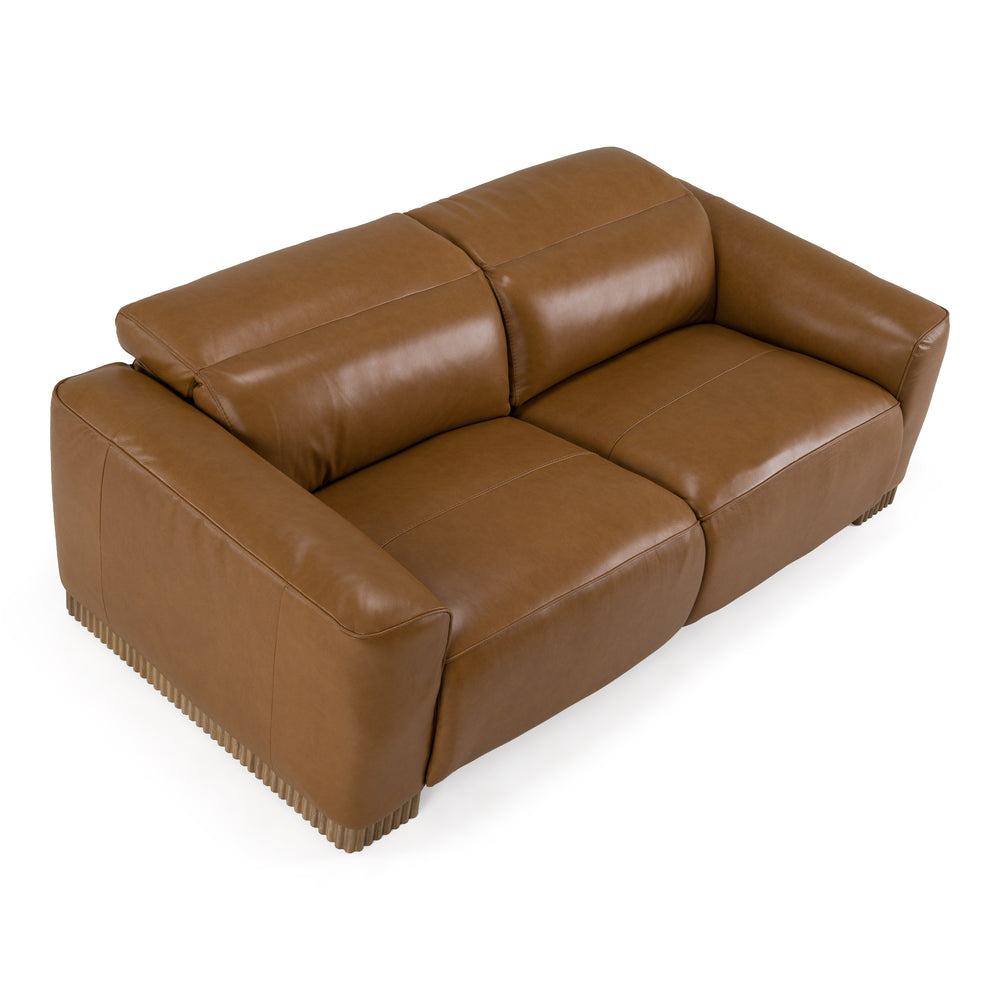 Aris - Modern Brown Leather Sofa with 2 Power Recliners & Headrests