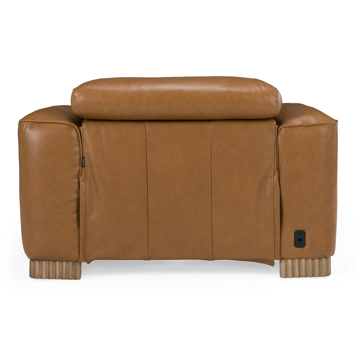 Aris - Modern Brown Leather Chair with Power Recliner &amp; Headrest