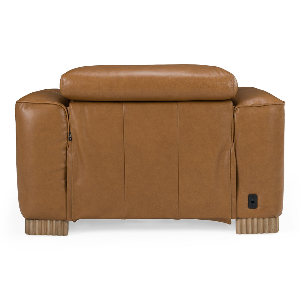 Aris - Modern Brown Leather Chair with Power Recliner & Headrest