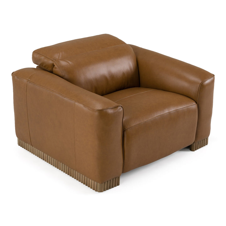 Aris - Modern Brown Leather Chair with Power Recliner &amp; Headrest