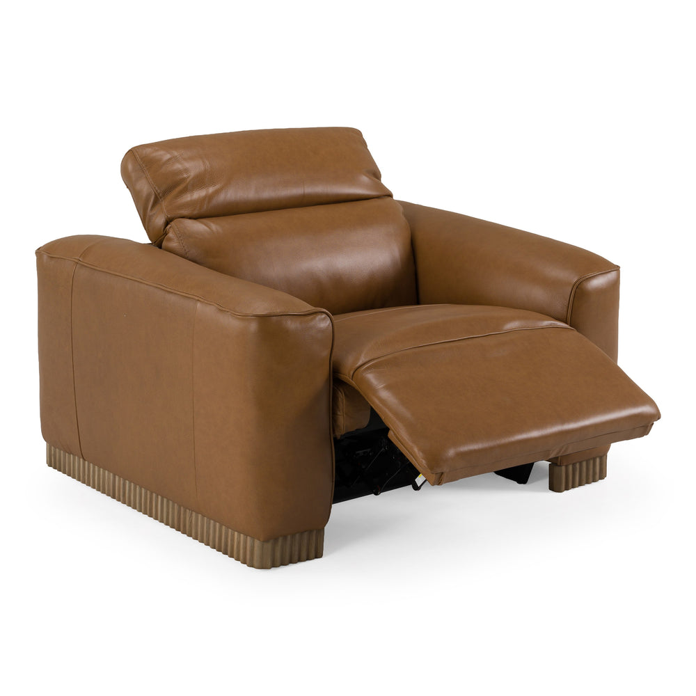 Aris - Modern Brown Leather Chair with Power Recliner & Headrest