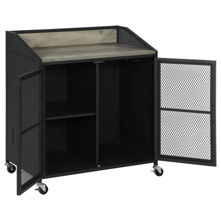 Arlette - 2 Door Mobile Home Bar Wine Cabinet - Sandy Black Wine Cabinet modern furniture Contempo Furniture