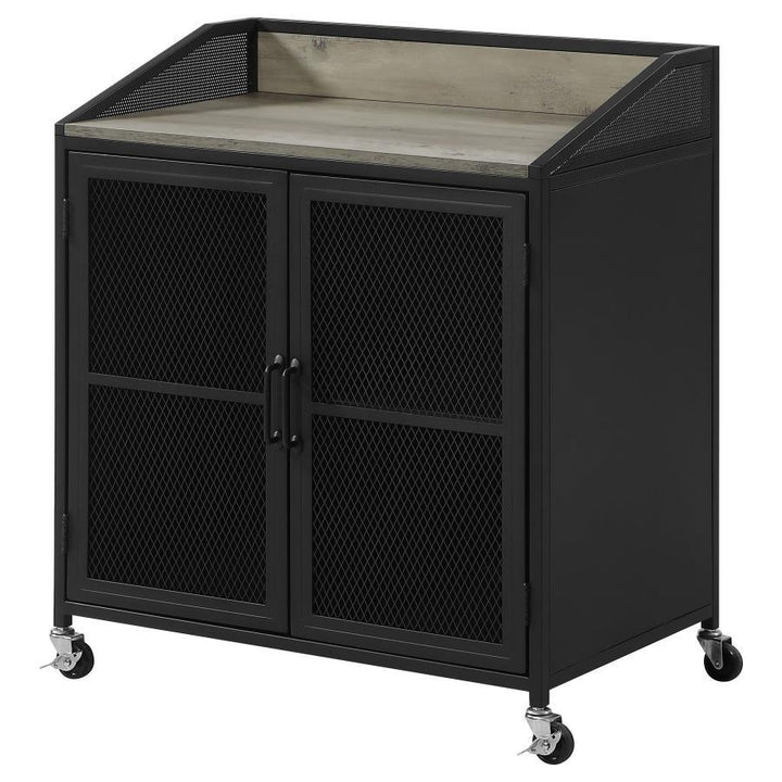 Arlette - 2 Door Mobile Home Bar Wine Cabinet - Sandy Black Wine Cabinet modern furniture Contempo Furniture