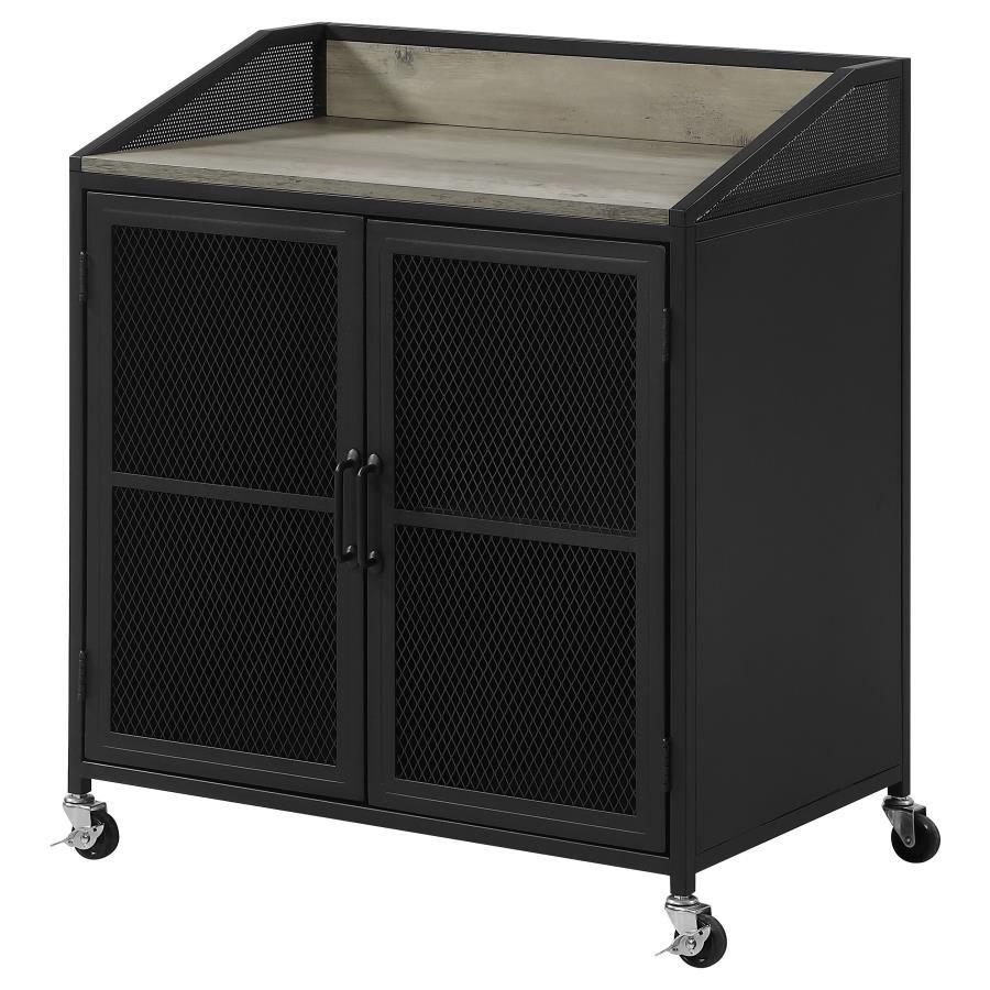 Arlette - 2 Door Mobile Home Bar Wine Cabinet - Sandy Black Wine Cabinet modern furniture Contempo Furniture