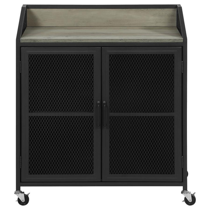 Arlette - 2 Door Mobile Home Bar Wine Cabinet - Sandy Black Wine Cabinet modern furniture Contempo Furniture