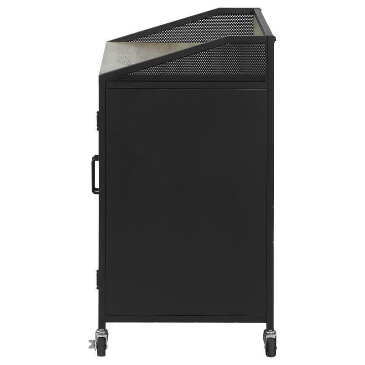 Arlette - 2 Door Mobile Home Bar Wine Cabinet - Sandy Black Wine Cabinet modern furniture Contempo Furniture