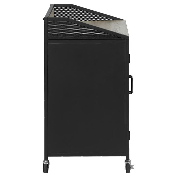 Arlette - 2 Door Mobile Home Bar Wine Cabinet - Sandy Black Wine Cabinet modern furniture Contempo Furniture