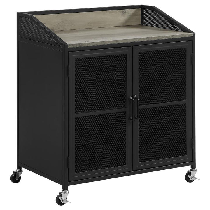 Arlette - 2 Door Mobile Home Bar Wine Cabinet - Sandy Black Wine Cabinet modern furniture Contempo Furniture