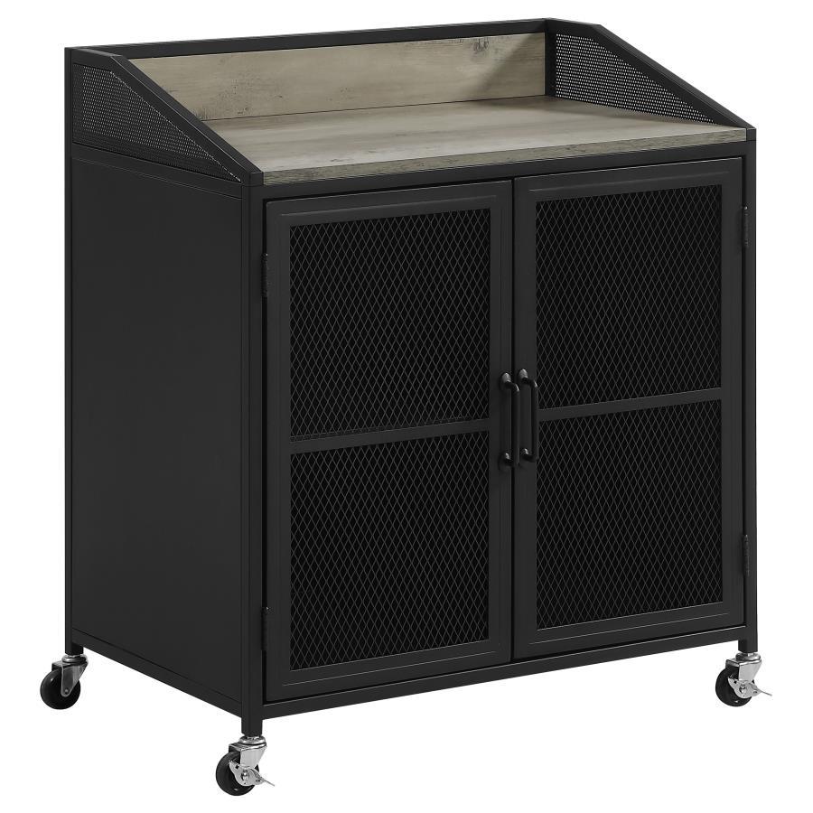 Arlette - 2 Door Mobile Home Bar Wine Cabinet - Sandy Black Wine Cabinet modern furniture Contempo Furniture