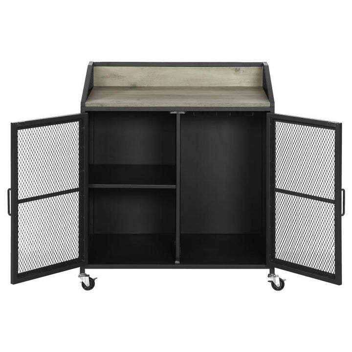 Arlette - 2 Door Mobile Home Bar Wine Cabinet - Sandy Black Wine Cabinet modern furniture Contempo Furniture