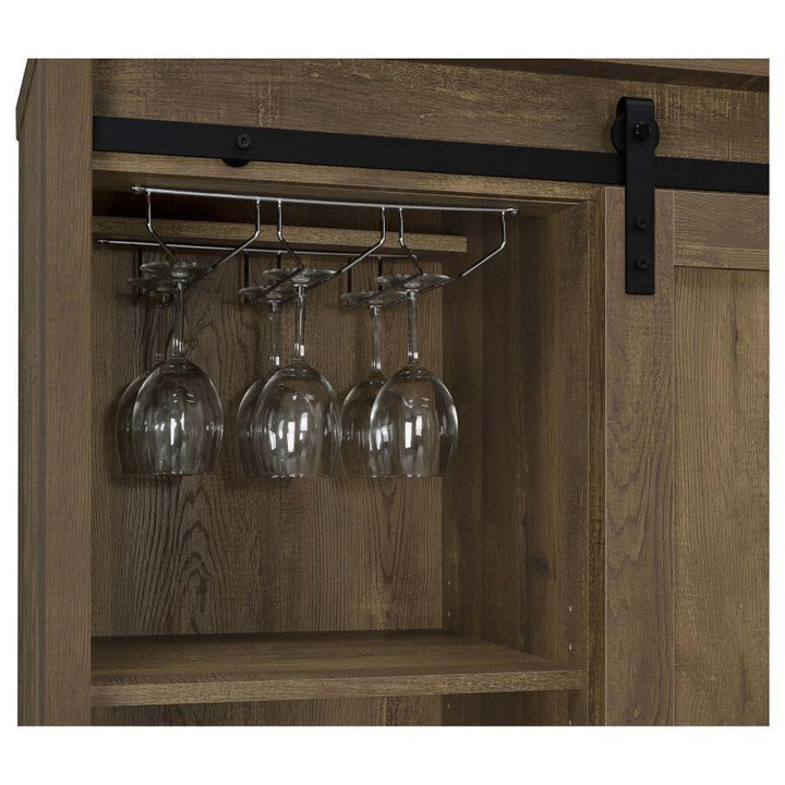 Arlington - Sliding Door Home Bar Wine Cabinet - Rustic Oak Wine Cabinet modern furniture Contempo Furniture