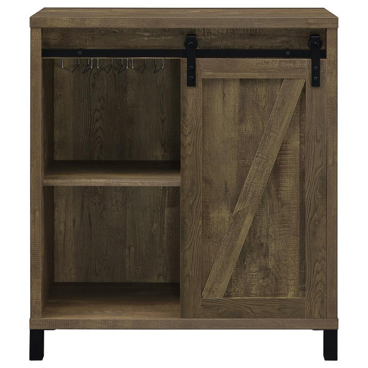 Arlington - Sliding Door Home Bar Wine Cabinet - Rustic Oak Wine Cabinet modern furniture Contempo Furniture