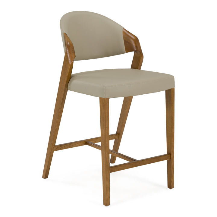 Arlo - Mid-Century Beige &amp; Walnut Counter Chair