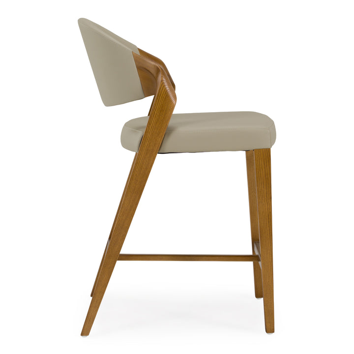 Arlo - Mid-Century Beige &amp; Walnut Counter Chair
