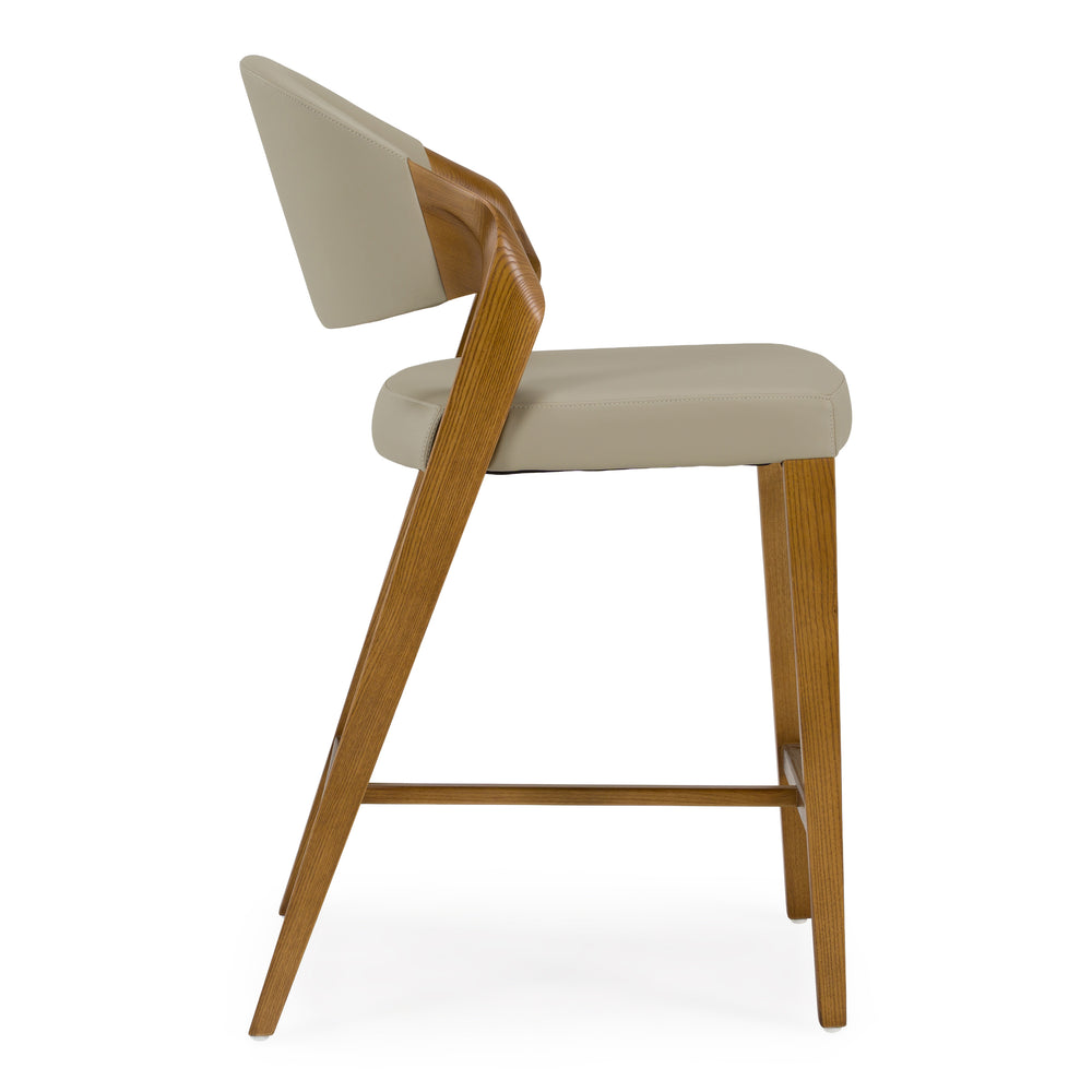 Arlo - Mid-Century Beige & Walnut Counter Chair - View 2