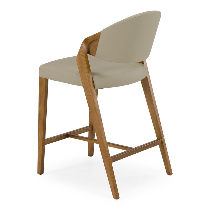 Arlo - Mid-Century Beige &amp; Walnut Counter Chair