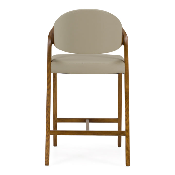 Arlo - Mid-Century Beige &amp; Walnut Counter Chair