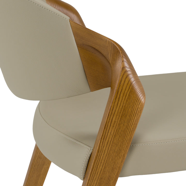 Arlo - Mid-Century Beige &amp; Walnut Counter Chair