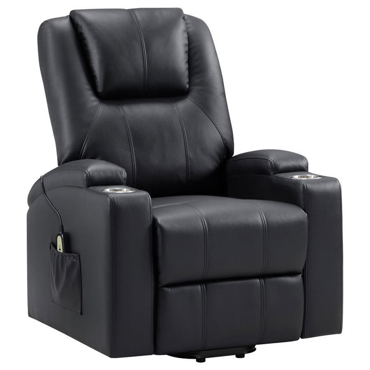 Armstrong - Upholstered Power Lift Massage Recliner - Black Lift Chair modern furniture Contempo Furniture