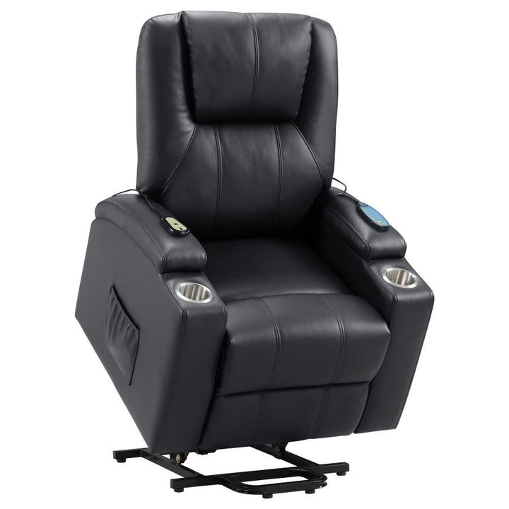 Armstrong - Upholstered Power Lift Massage Recliner - Black Lift Chair modern furniture Contempo Furniture