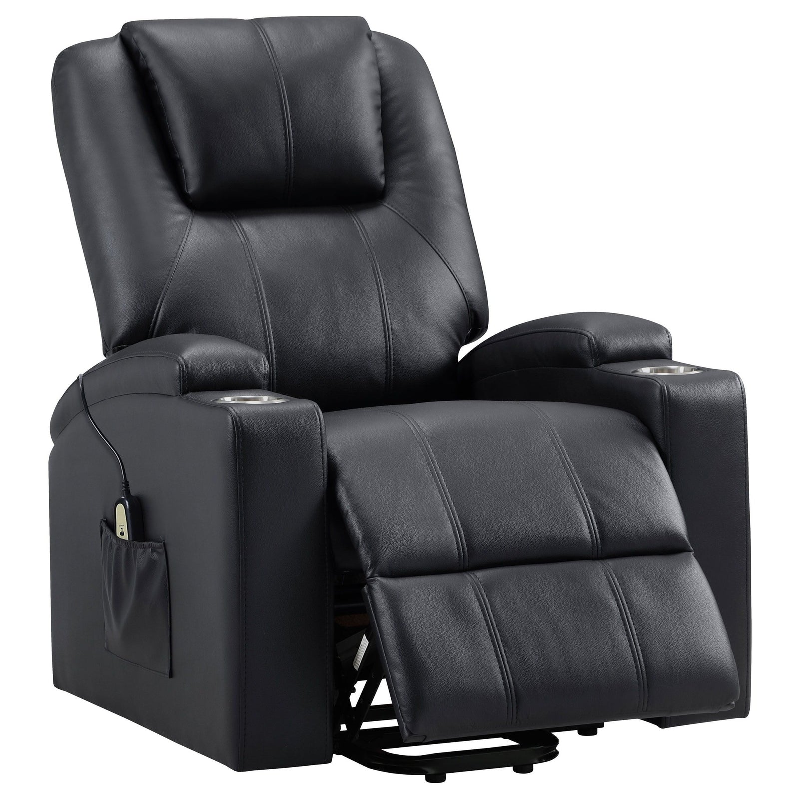 Armstrong - Upholstered Power Lift Massage Recliner - Black Lift Chair modern furniture Contempo Furniture