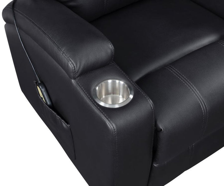 Armstrong - Upholstered Power Lift Massage Recliner - Black Lift Chair modern furniture Contempo Furniture