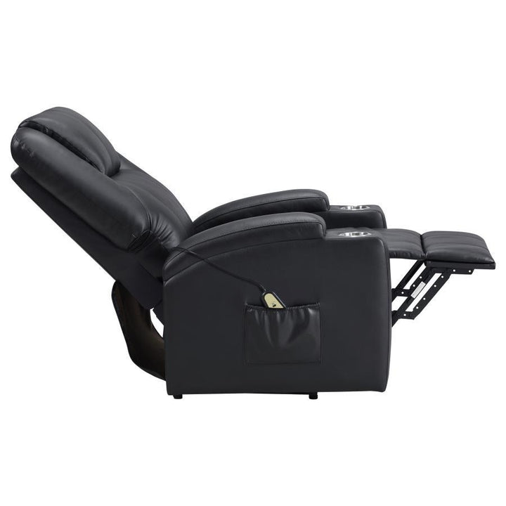 Armstrong - Upholstered Power Lift Massage Recliner - Black Lift Chair modern furniture Contempo Furniture