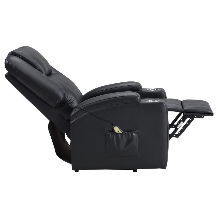 Armstrong - Upholstered Power Lift Massage Recliner - Black Lift Chair modern furniture Contempo Furniture