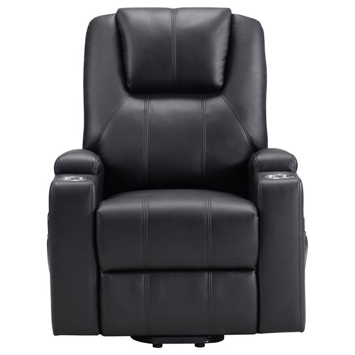 Armstrong - Upholstered Power Lift Massage Recliner - Black Lift Chair modern furniture Contempo Furniture