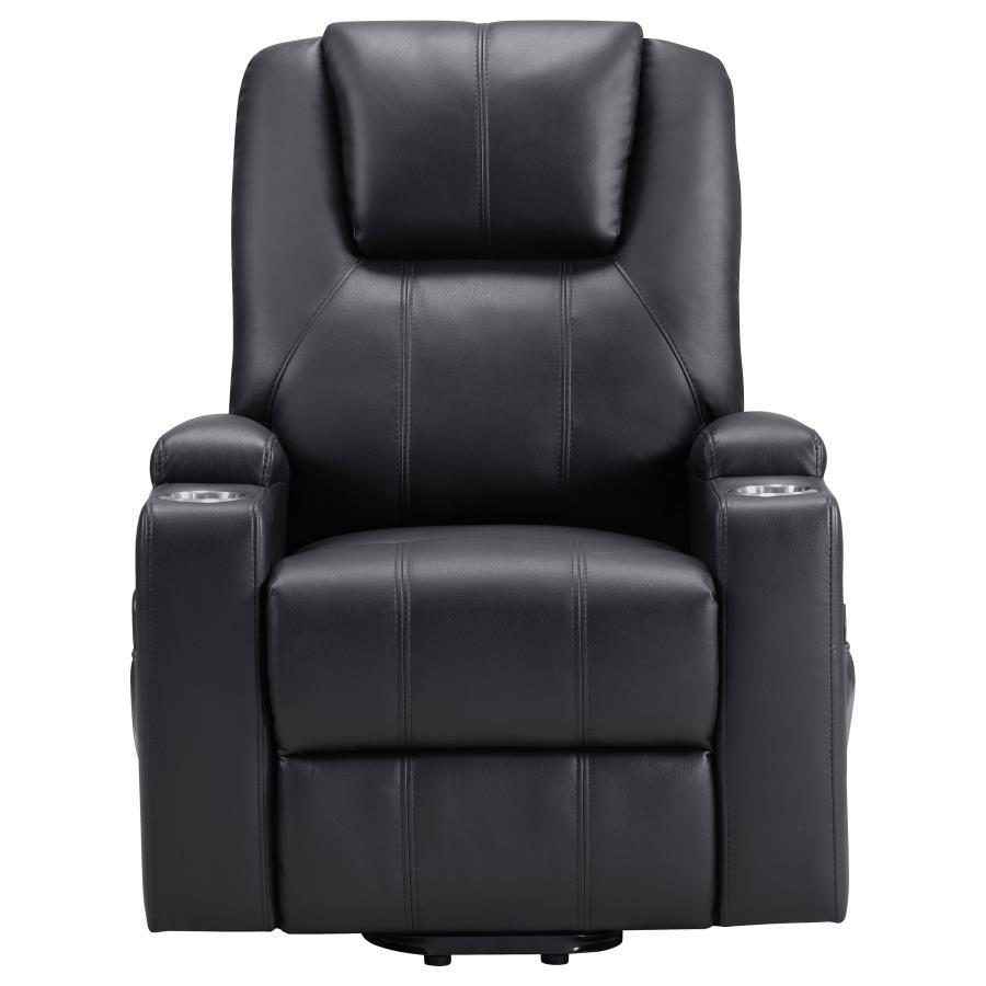 Armstrong - Upholstered Power Lift Massage Recliner - Black Lift Chair modern furniture Contempo Furniture