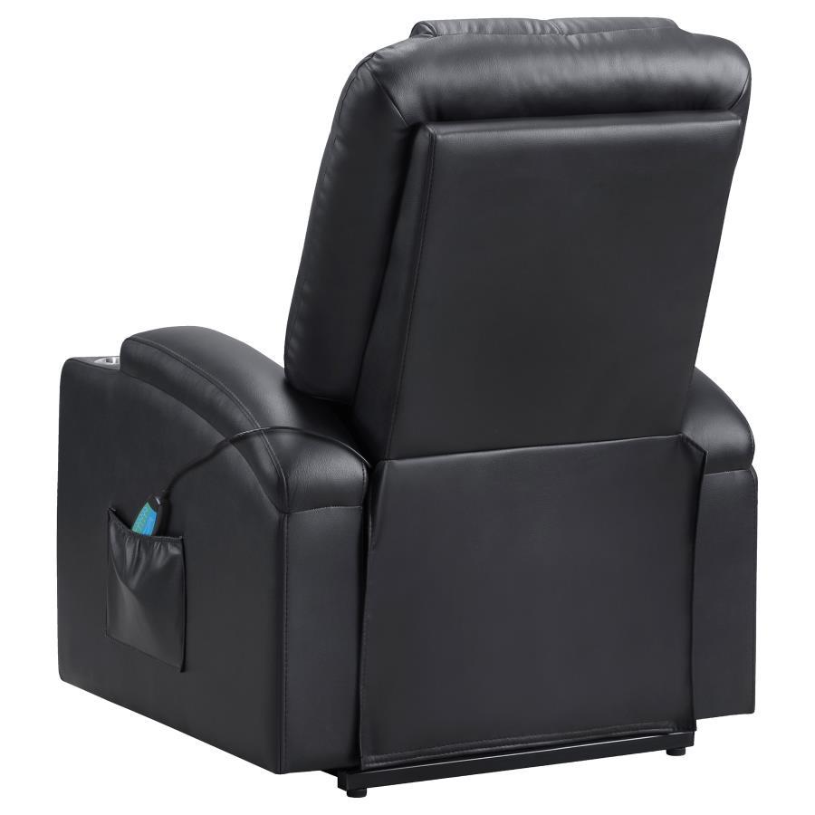 Armstrong - Upholstered Power Lift Massage Recliner - Black Lift Chair modern furniture Contempo Furniture