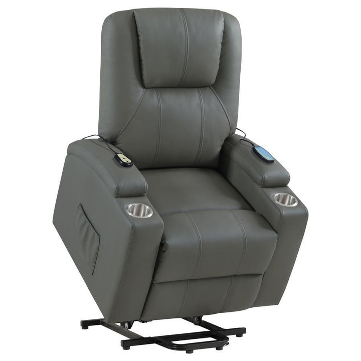 Armstrong - Upholstered Power Lift Massage Recliner - Gray Lift Chair modern furniture Contempo Furniture