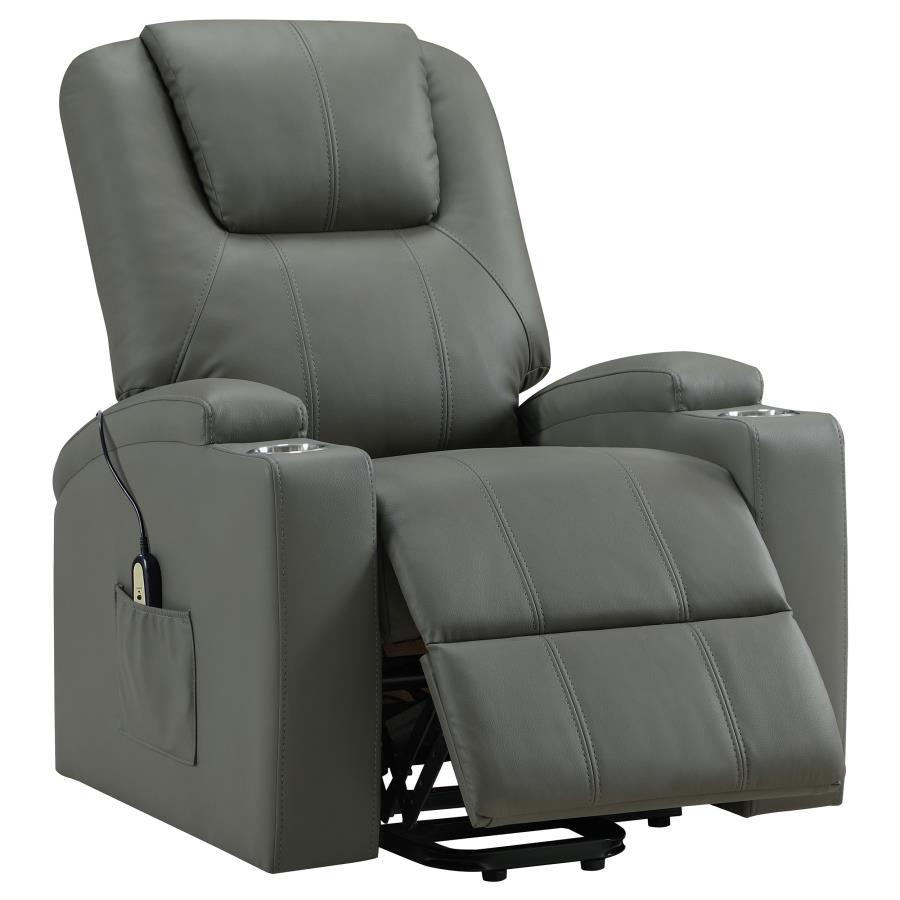 Armstrong - Upholstered Power Lift Massage Recliner - Gray Lift Chair modern furniture Contempo Furniture