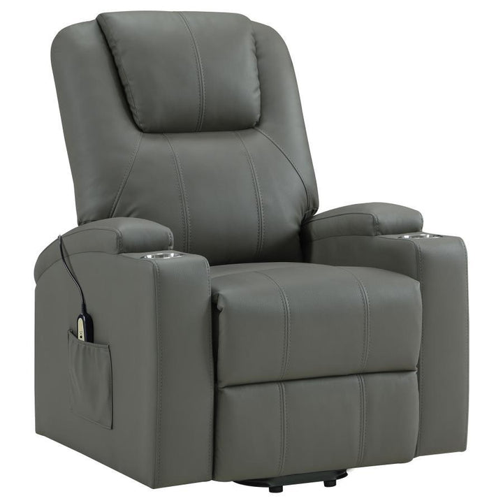 Armstrong - Upholstered Power Lift Massage Recliner - Gray Lift Chair modern furniture Contempo Furniture