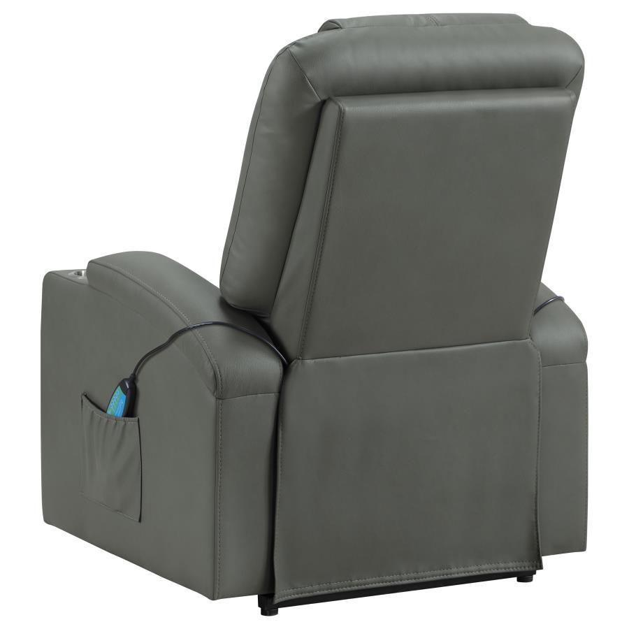 Armstrong - Upholstered Power Lift Massage Recliner - Gray Lift Chair modern furniture Contempo Furniture