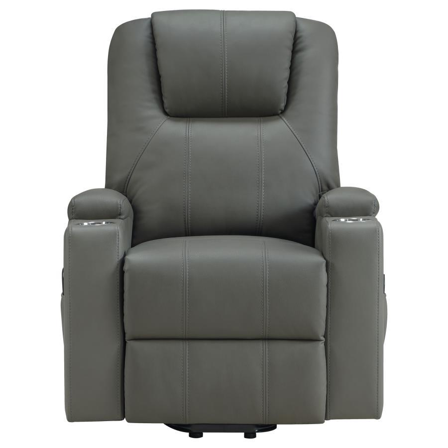 Armstrong - Upholstered Power Lift Massage Recliner - Gray Lift Chair modern furniture Contempo Furniture